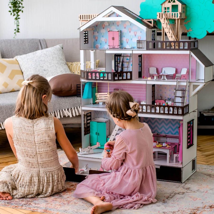 Большой набор "Дом Приключений венге для LOL" кукольный дом NestWood с мебелью и аксессуарами