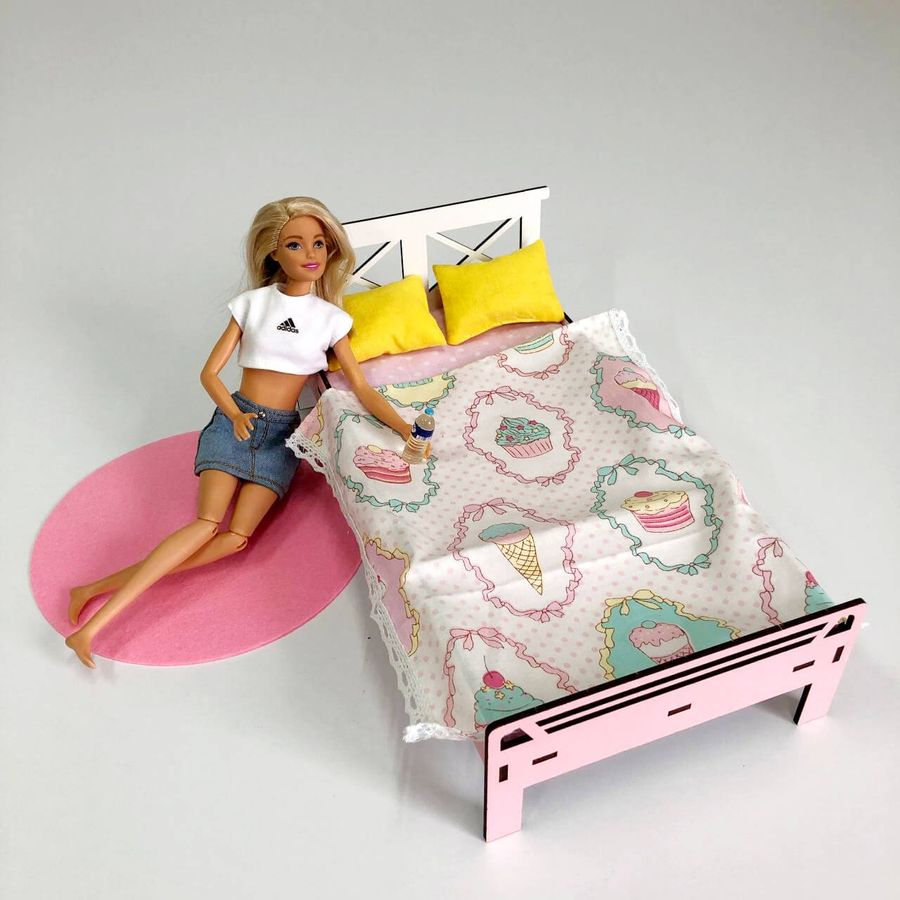 Комплект постільної білизни для меблів NestWood (СПАЛЬНЯ) в ляльковий будиночок для Барбі, 4 од.