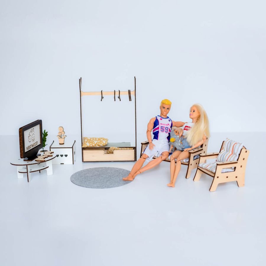 Великий набір "Люкс Еко" ляльковий будиночок NestWood з меблями та аксесуарами