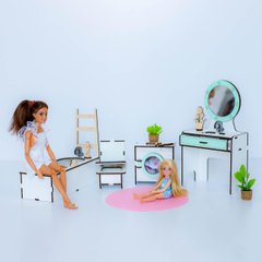 "Ванная New" набор кукольной мебели NestWood для Барби, бело-мятная