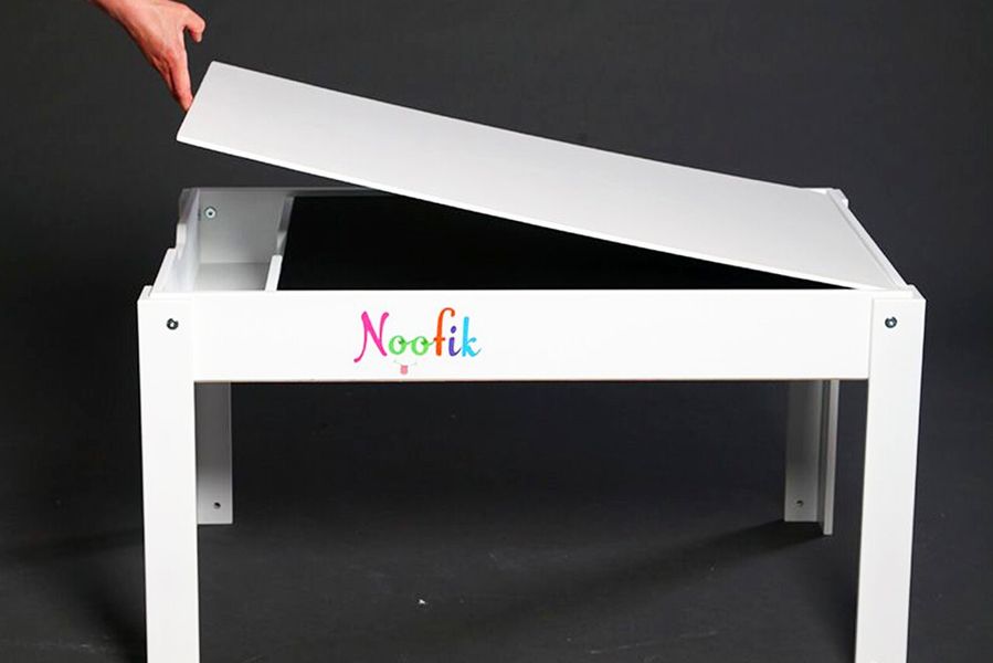 Світловий стіл-пісочниця Noofik (МДФ, білий). Модель Double з двома кишенями. Набір Базовий.