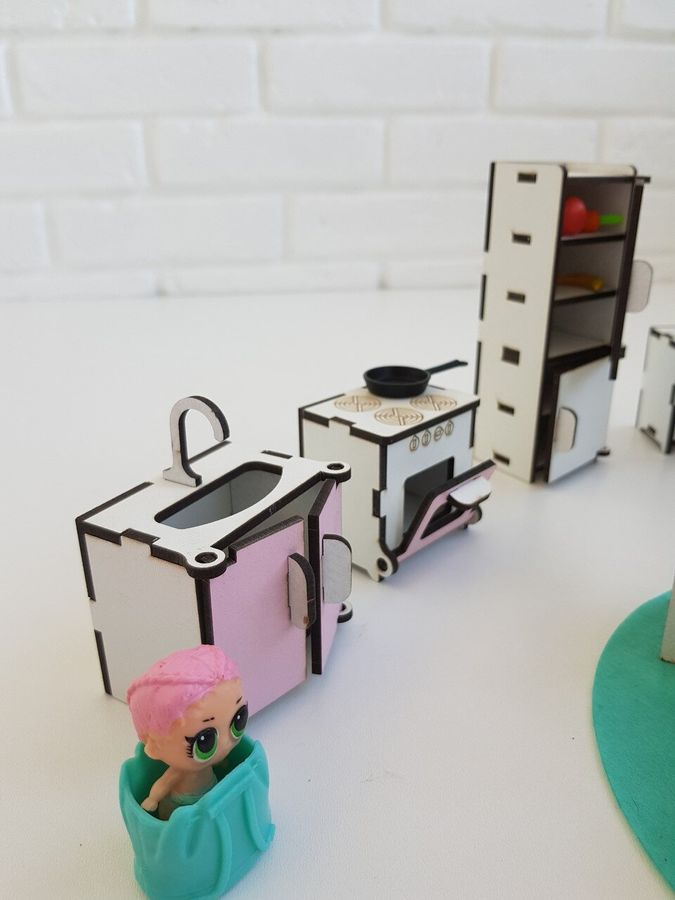 "Кухня+ванна" набір лялькових меблів NestWood для LOL, рожевий