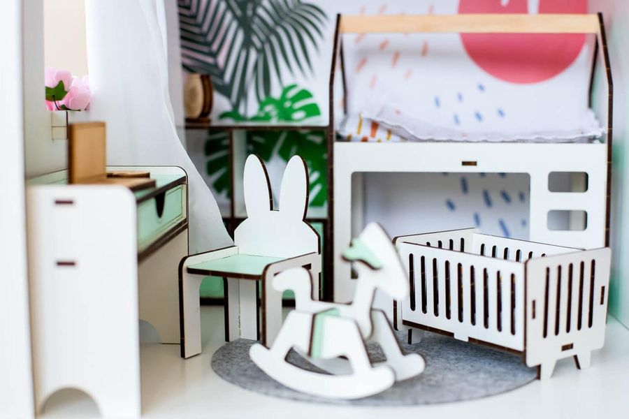 "Детская New" набор кукольной мебели NestWood для Барби бело-мятная