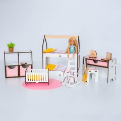 "Детская New" набор кукольной мебели NestWood для Барби бело-розовая