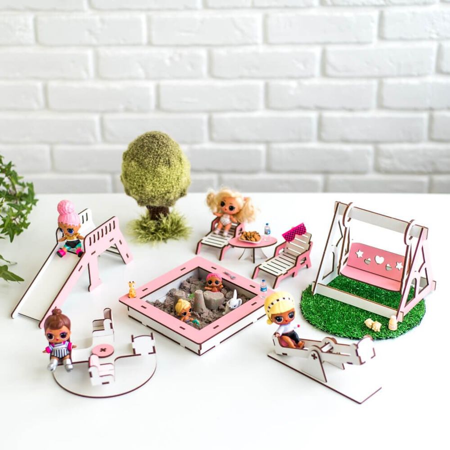 "Дитячий майданчик" набір лялькових меблів NestWood для LOL, рожевий