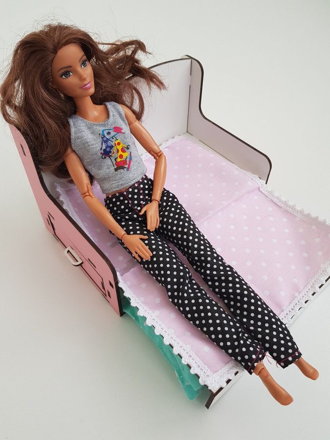 Комплект постельного белья для мебели NestWood (ГОСТИНАЯ) в кукольный домик для Барби, 3 ед.