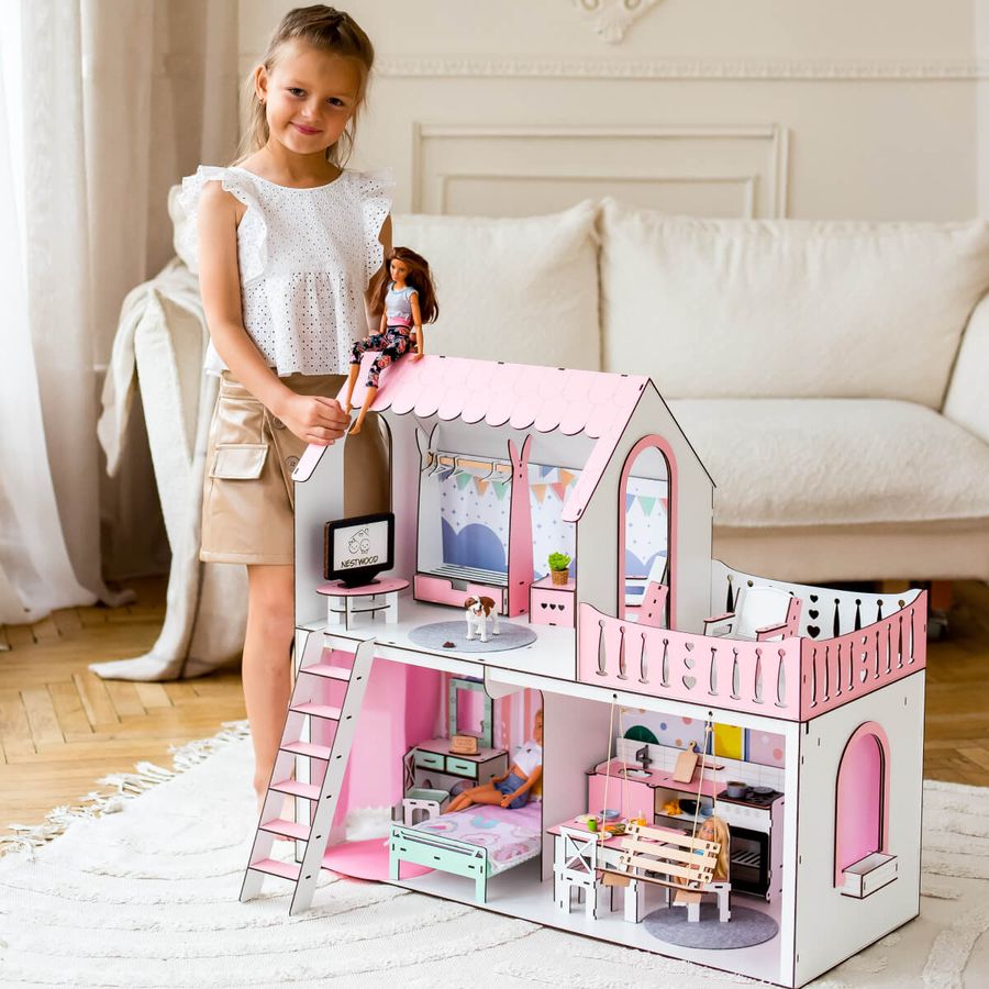 "МРІЯ" кукольный дом NestWood для Барби, розовый