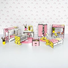 "Спальня + Детская" набор кукольной мебели NestWood для Лол, розовая