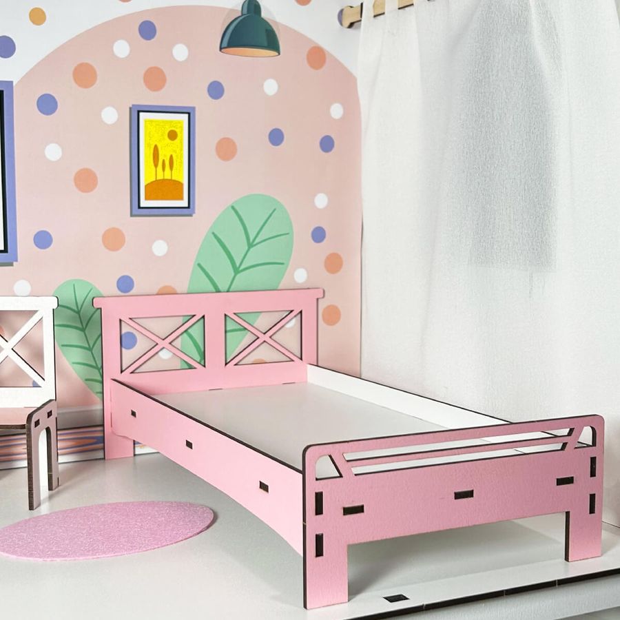 Кукольная кровать New для Барби NestWood розовая