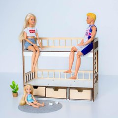 Двухъярусная кровать для Барби с выдвижными ящиками NestWood Eco