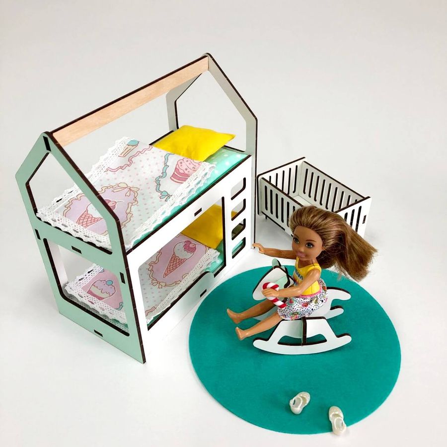 Комплект постельного белья для мебели NestWood (ДЕТСКАЯ) в кукольный домик для Барби, 6 ед.