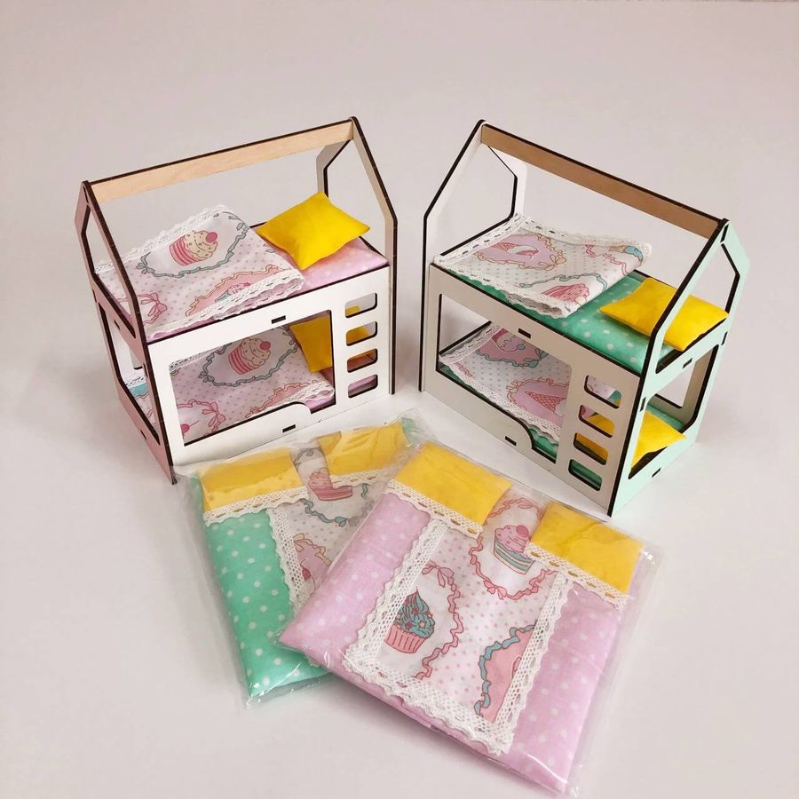 Комплект постільної білизни для меблів NestWood (ДИТЯЧА) в ляльковий будиночок для Барбі, 6 од.