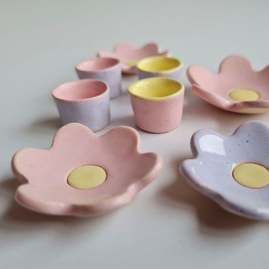 Набор кукольной керамической посуды HandMade розовый