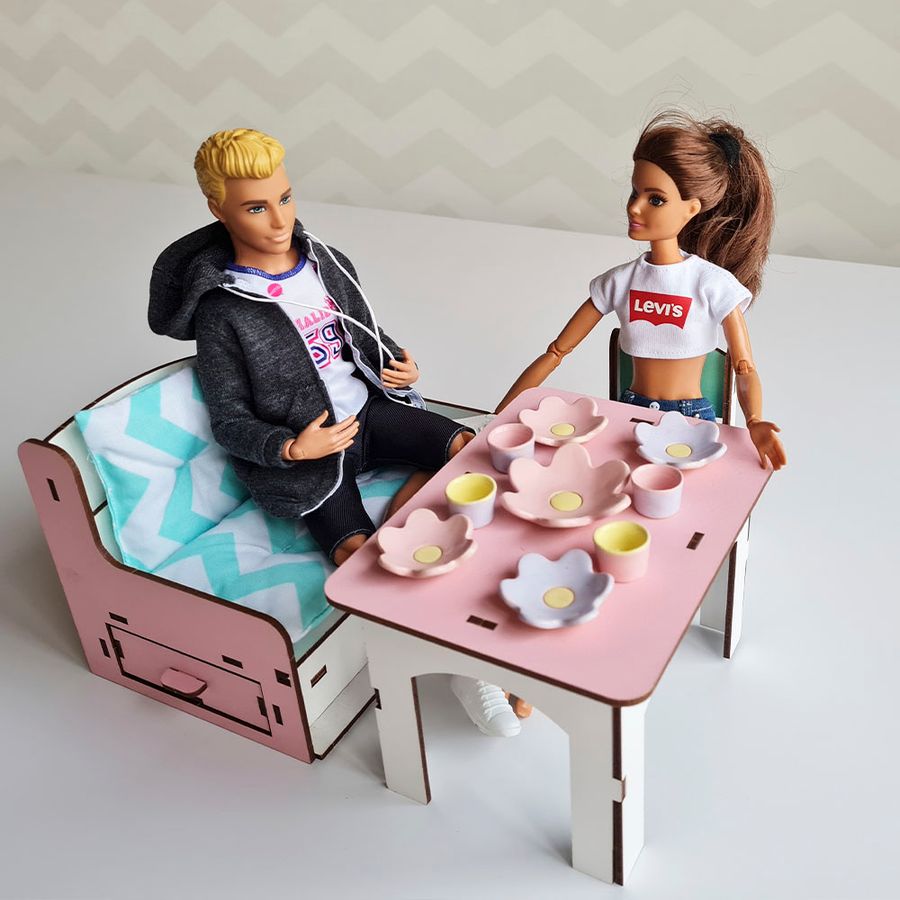 Набір лялькової керамічного посуду HandMade рожевий