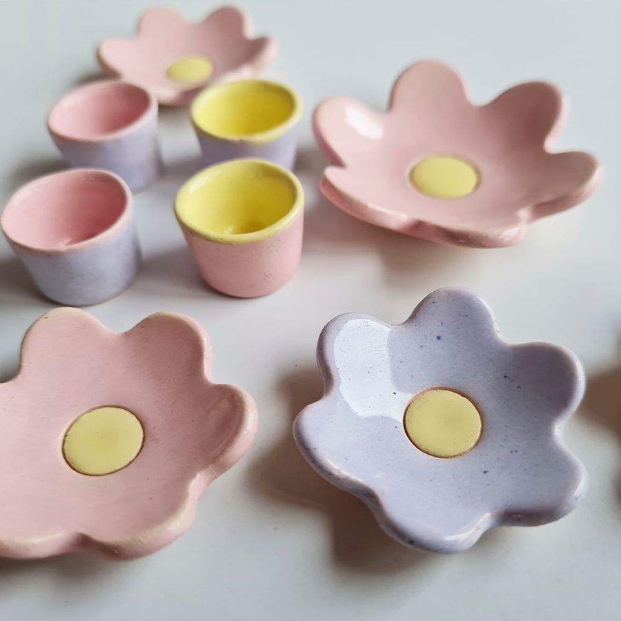 Набор кукольной керамической посуды HandMade розовый