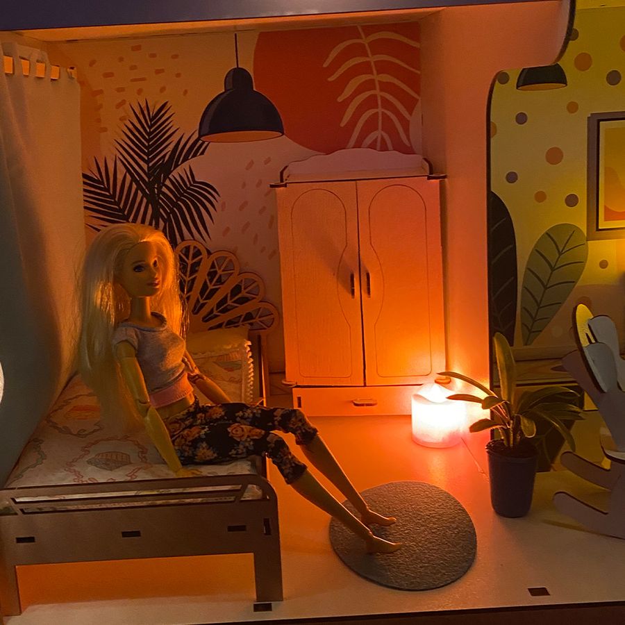 LED свічка (освітлення) для лялькового будиночка NestWood, фіолетова на батарейках