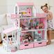 "ЛЮКС терраса+балкон" кукольный домик с освещением NestWood для Барби розовый