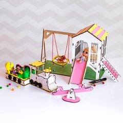"Детская площадка New" набор кукольной мебели NestWood для LOL розово-желтый