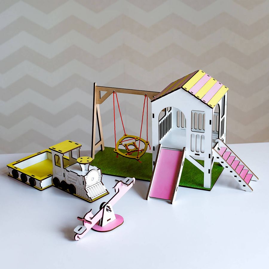 "Дитячий майданчик New" набір лялькових меблів NestWood для LOL рожево-жовтий