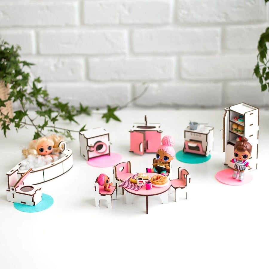 Большой набор "Дом Приключений розовый для LOL" кукольный домик NestWood с мебелью и аксессуарами