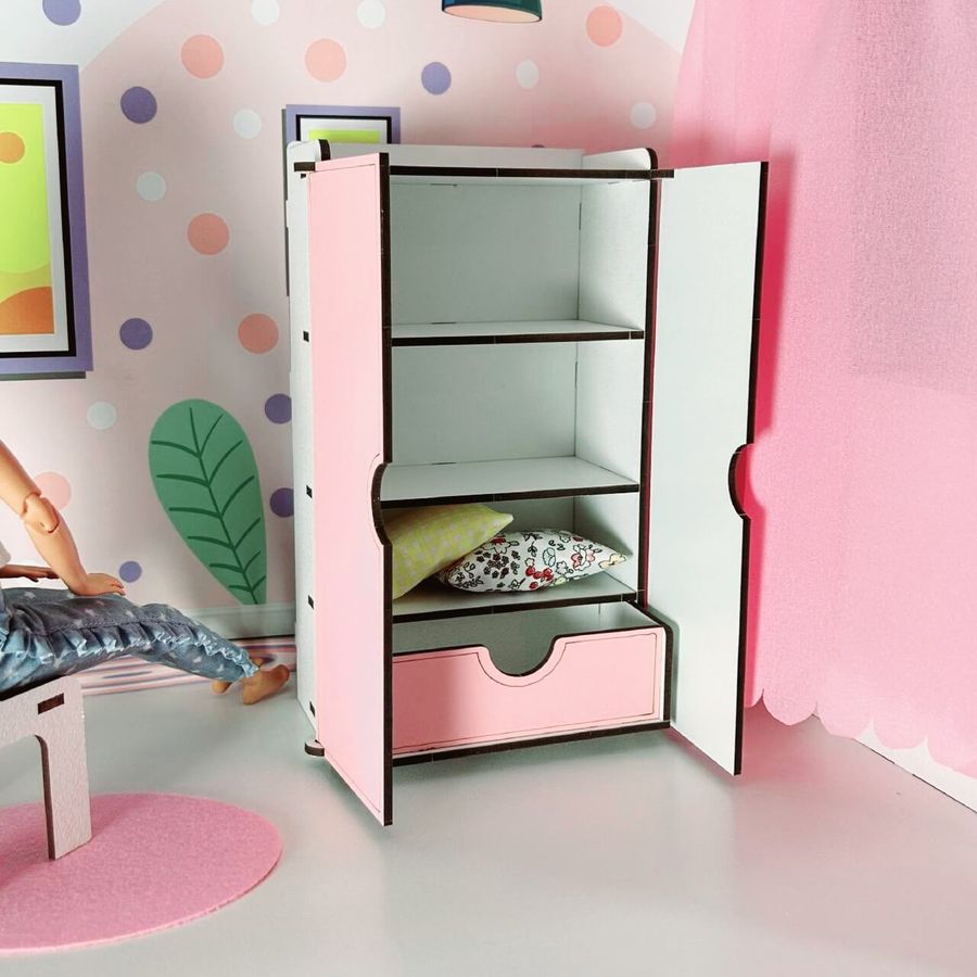 Кукольный шкаф для Барби NestWood розовый