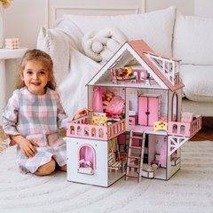 МИНИ КОТТЕДЖ кукольный домик NestWood для LOL, розовый + мебель 9 ед