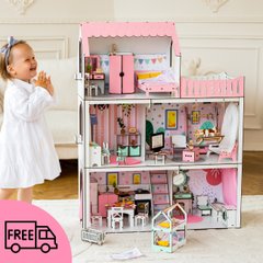 Большой набор "Люкс Лайт" кукольный домик NestWood с мебелью и аксессуарами