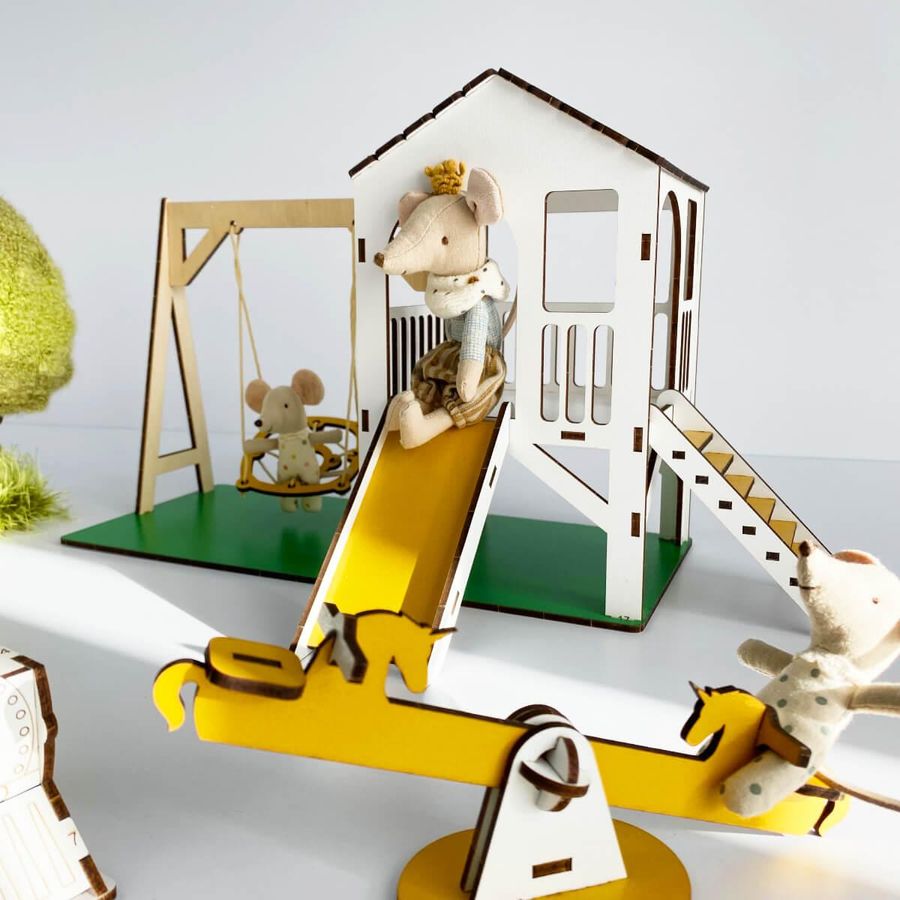 "Детская площадка New" набор NestWood серо-желтый