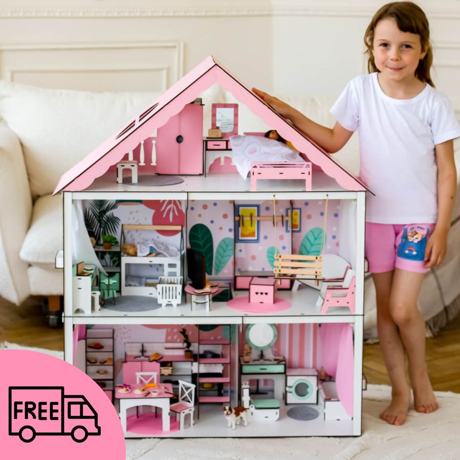 Большой набор "Фантазия" кукольный домик NestWood с мебелью и аксессуарами
