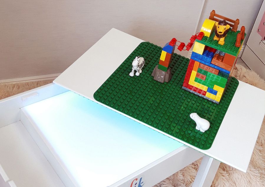 Світловий стіл-пісочниця Noofik Baby_ok(МДФ фарбований) і лего-кришка 37*38см.