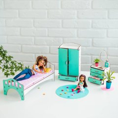 "Спальня" набор кукольной мебели NestWood для Барби, бело-мятная
