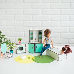 "Ванная" набор кукольной мебели NestWood для Барби, бело-мятная