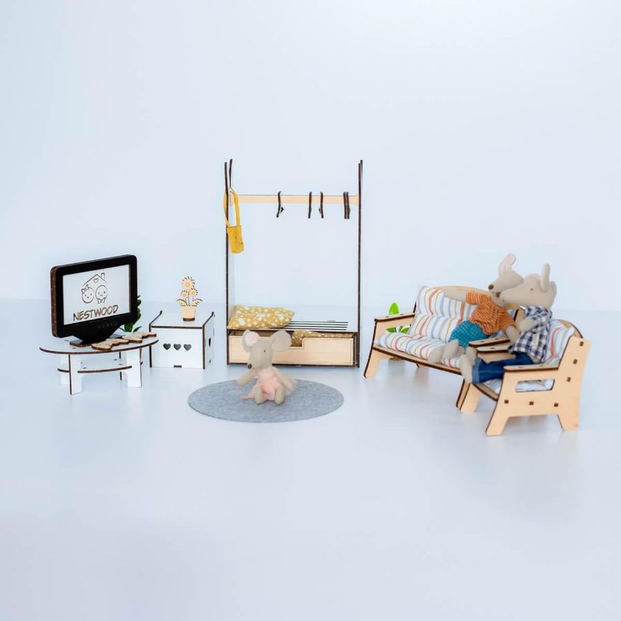 "Гостиная" набор кукольной мебели NestWood для Барби ECO