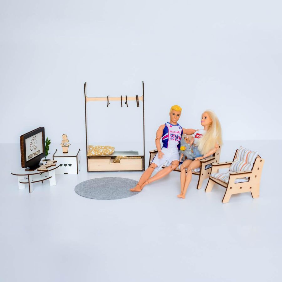 "Гостиная" набор кукольной мебели NestWood для Барби ECO