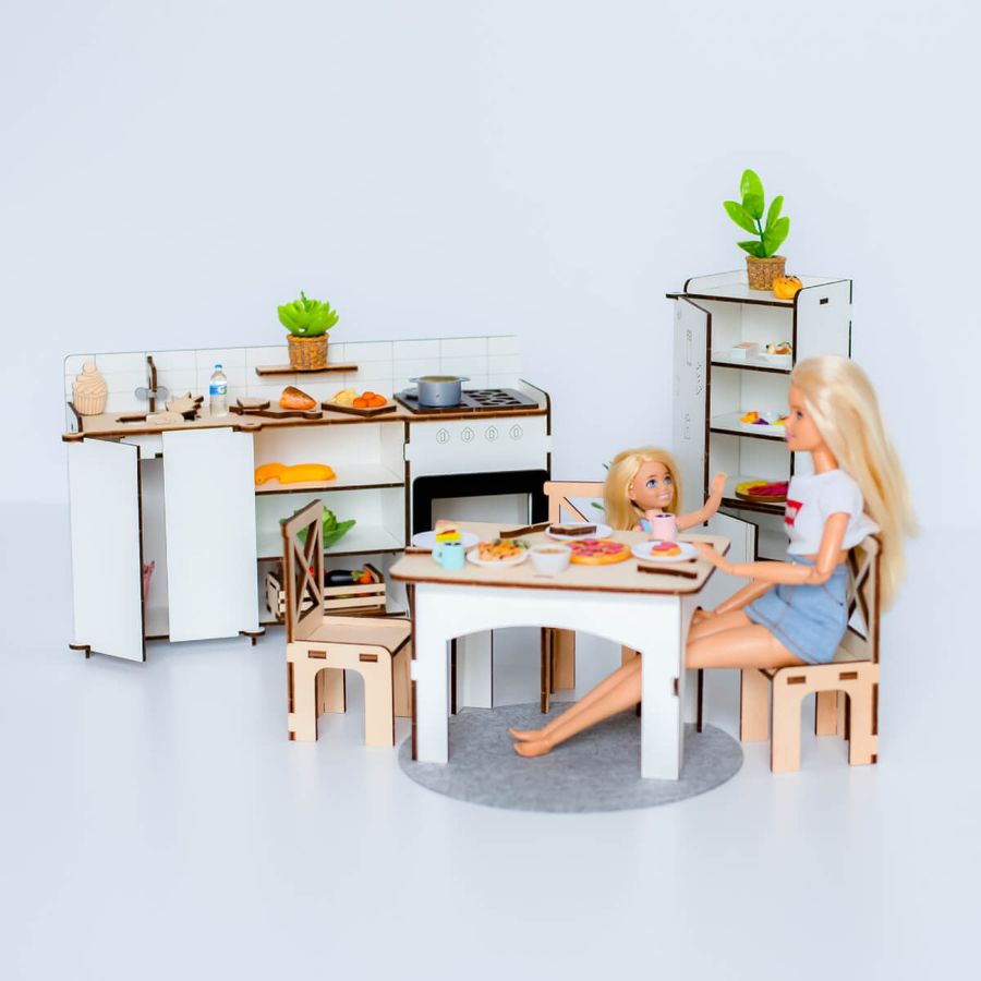 Большой набор "Фантазия Eco" кукольный домик NestWood с мебелью и аксессуарами